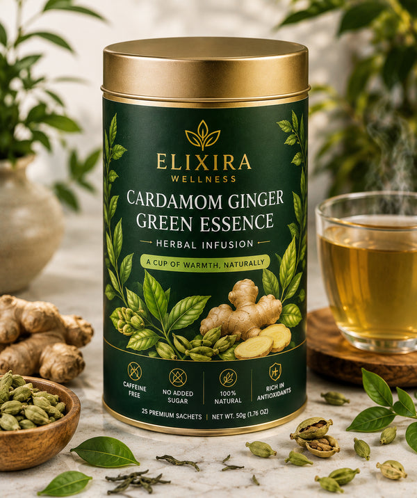 Cardamom Ginger Green Tea | Aromatic Herbal Infusion – ELIXIRA WELLNESS